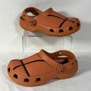 CROCS Kids Classic Orange Basketball Print Clogs Size C13